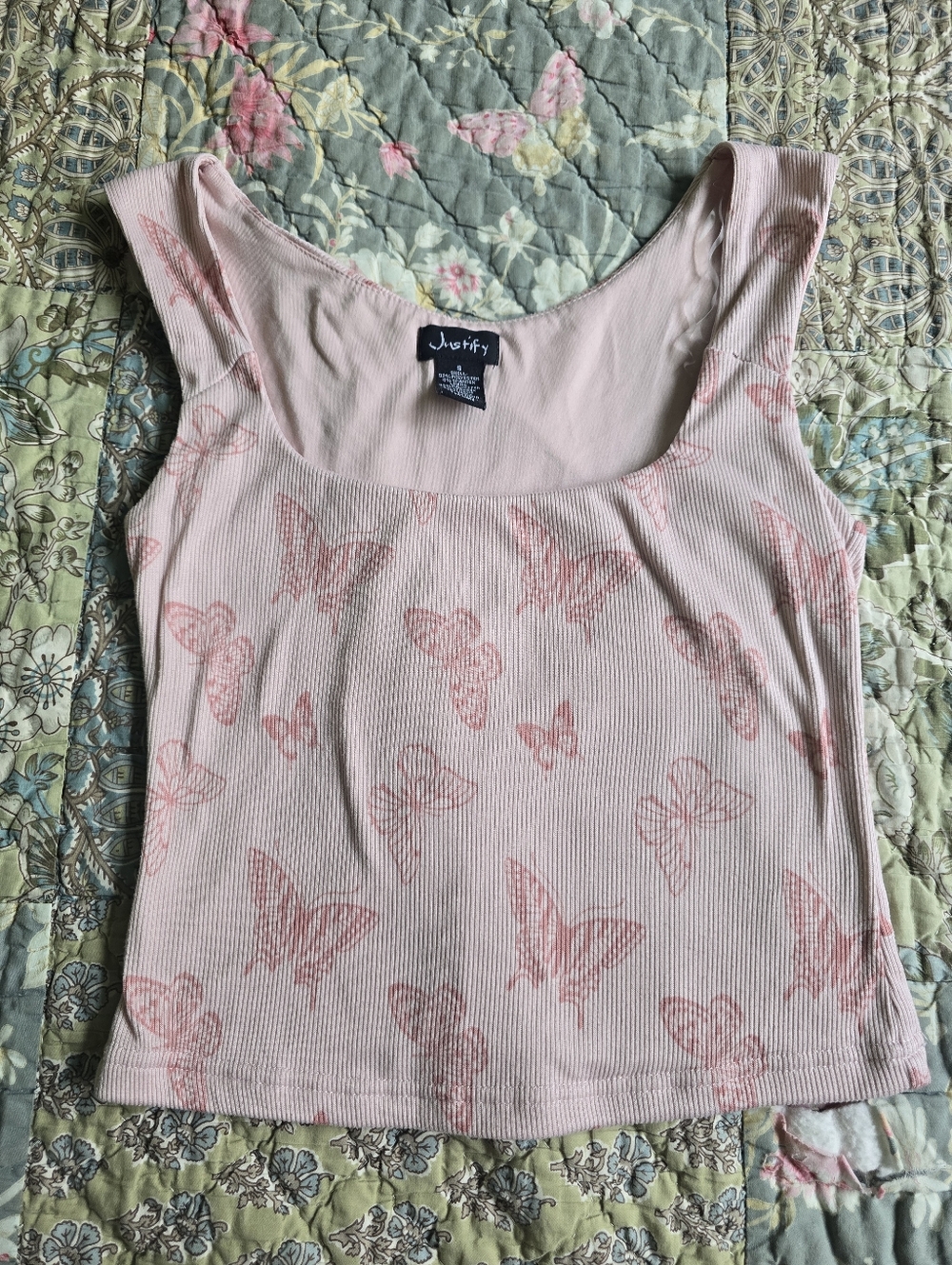 Justify Ribbed Butterfly Tank Top Juniors Size Small